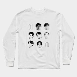 BTS Bubble Gum faces with logo | Group photo Long Sleeve T-Shirt